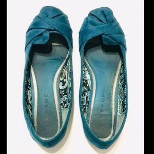 Rampage velvet teal ballet flats